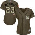 Wholesale Cheap Yankees #23 Don Mattingly Green Salute to Service Women's Stitched MLB Jersey