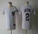 Wholesale Cheap Yankees #2 Derek Jeter White Stitched Special Edition w/3000 Hits Patch Youth MLB Jersey