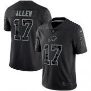 Wholesale Cheap Men's Buffalo Bills #17 Josh Allen Black Reflective Limited Stitched Football Jersey