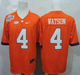 Wholesale Cheap Clemson Tigers #4 Deshaun Watson Orange College Football Jersey With Steve Fuller Patch