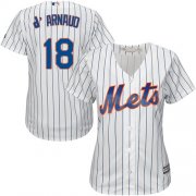 Wholesale Cheap Mets #18 Travis d'Arnaud White(Blue Strip) Home Women's Stitched MLB Jersey