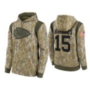Wholesale Cheap Men's Kansas City Chiefs #15 Patrick Mahomes Camo 2021 Salute To Service Therma Performance Pullover Hoodie