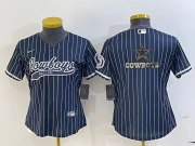 Wholesale Cheap Women's Dallas Cowboys Navy Team Big Logo With Patch Cool Base Stitched Baseball Jersey