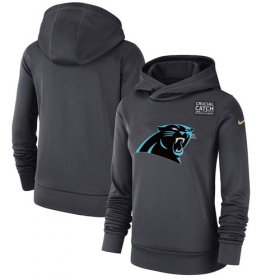 Wholesale Cheap Women\'s Carolina Panthers Nike Anthracite Crucial Catch Performance Pullover Hoodie