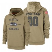 Wholesale Cheap Seattle Seahawks Custom Nike Tan 2019 Salute To Service Name & Number Sideline Therma Pullover Hoodie