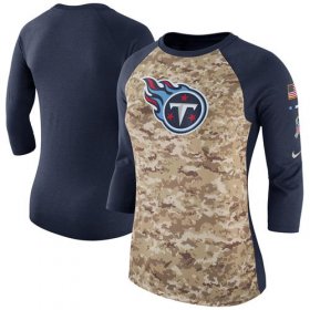 Wholesale Cheap Women\'s Tennessee Titans Nike Camo Navy Salute to Service Legend Three-Quarter Raglan Sleeve T-Shirt