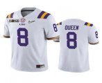 Wholesale Cheap Men's LSU Tigers #8 Patrick Queen White 2020 National Championship Game Jersey