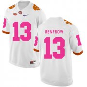 Wholesale Cheap Clemson Tigers 13 Hunter Renfrow White Breast Cancer Awareness College Football Jersey