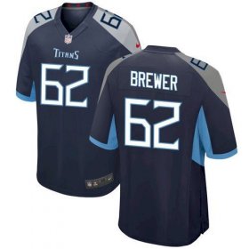 Wholesale Cheap Men\'s Tennessee Titans #62 Aaron Brewer Navy Game Nike Jersey