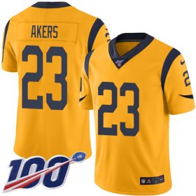 Wholesale Cheap Nike Rams #23 Cam Akers Gold Men\'s Stitched NFL Limited Rush 100th Season Jersey