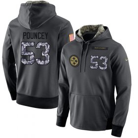 Wholesale Cheap NFL Men\'s Nike Pittsburgh Steelers #53 Maurkice Pouncey Stitched Black Anthracite Salute to Service Player Performance Hoodie