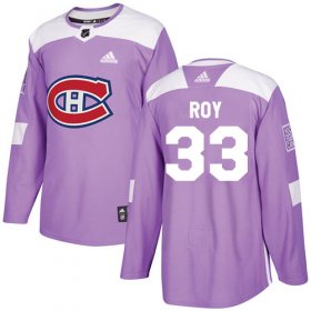 Wholesale Cheap Adidas Canadiens #33 Patrick Roy Purple Authentic Fights Cancer Stitched Youth NHL Jersey