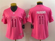 Cheap Women's Dallas Cowboys #11 Micah Parsons Pink Vapor Untouchable Limited Stitched Jersey(Run Small)