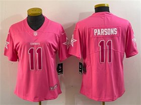 Cheap Women\'s Dallas Cowboys #11 Micah Parsons Pink Vapor Untouchable Limited Stitched Jersey(Run Small)