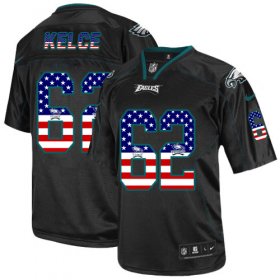 Wholesale Cheap Nike Eagles #62 Jason Kelce Black Men\'s Stitched NFL Elite USA Flag Fashion Jersey