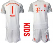 Wholesale Cheap Youth 2020-2021 club Bayern Munich away white 1 Soccer Jerseys