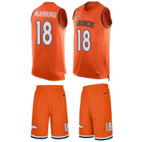 Wholesale Cheap Nike Broncos #18 Peyton Manning Orange Team Color Men\'s Stitched NFL Limited Tank Top Suit Jersey