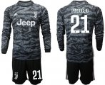 Wholesale Cheap Juventus #21 Pinsoglio Black Goalkeeper Long Sleeves Soccer Club Jersey