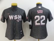 Wholesale Cheap Women's Washington Nationals #22 Juan Soto 2022 Gray City Connect Cherry Blossom Cool Base Stitched Jersey