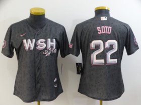 Wholesale Cheap Women\'s Washington Nationals #22 Juan Soto 2022 Gray City Connect Cherry Blossom Cool Base Stitched Jersey