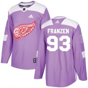 Wholesale Cheap Adidas Red Wings #93 Johan Franzen Purple Authentic Fights Cancer Stitched NHL Jersey