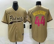 Wholesale Cheap Men's San Diego Padres #44 Joe Musgrove Tan Pinstripe 2023 City Connect Cool Base Stitched Jersey 1