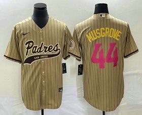 Wholesale Cheap Men\'s San Diego Padres #44 Joe Musgrove Tan Pinstripe 2023 City Connect Cool Base Stitched Jersey 1