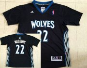 Wholesale Cheap Men's Minnesota Timberwolves #22 Andrew Wiggins Revolution 30 Swingman 2014 New Black Short-Sleeved Jersey