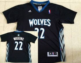 Wholesale Cheap Men\'s Minnesota Timberwolves #22 Andrew Wiggins Revolution 30 Swingman 2014 New Black Short-Sleeved Jersey