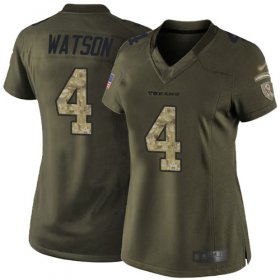 Wholesale Cheap Nike Texans #4 Deshaun Watson Green Women\'s Stitched NFL Limited 2015 Salute to Service Jersey