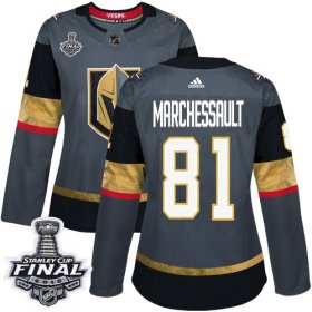 Wholesale Cheap Adidas Golden Knights #81 Jonathan Marchessault Grey Home Authentic 2018 Stanley Cup Final Women\'s Stitched NHL Jersey