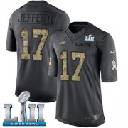 Wholesale Cheap Nike Eagles #17 Alshon Jeffery Black Super Bowl LII Youth Stitched NFL Limited 2016 Salute to Service Jersey
