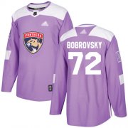 Wholesale Cheap Adidas Panthers #72 Sergei Bobrovsky Purple Authentic Fights Cancer Stitched NHL Jersey