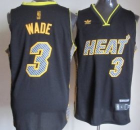 Wholesale Cheap Miami Heat #3 Dwyane Wade Black Electricity Fashion Jersey