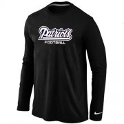 Wholesale Cheap Nike New England Patriots Authentic Font Long Sleeve T-Shirt Black