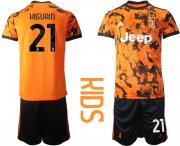 Wholesale Cheap Youth 2020-2021 club Juventus away orange 21 Soccer Jerseys
