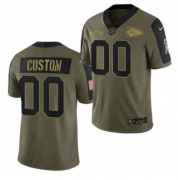 Wholesale Cheap Men's Olive Kansas City Chiefs ACTIVE PLAYER Custom 2021 Salute To Service Limited Stitched Jersey