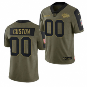 Wholesale Cheap Men\'s Olive Kansas City Chiefs ACTIVE PLAYER Custom 2021 Salute To Service Limited Stitched Jersey