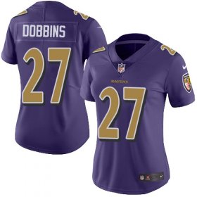 Wholesale Cheap Nike Ravens #27 J.K. Dobbins Purple Women\'s Stitched NFL Limited Rush Jersey