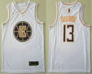 Wholesale Cheap Men's Los Angeles Clippers #13 Paul George White Golden Nike Swingman Stitched NBA Jersey