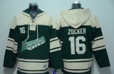 Wholesale Cheap Wild #16 Jason Zucker Green Sawyer Hooded Sweatshirt Stitched NHL Jersey