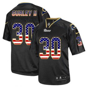 Wholesale Cheap Nike Rams #30 Todd Gurley Black Men\'s Stitched NFL Elite USA Flag Fashion Jersey