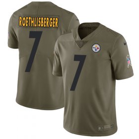 Wholesale Cheap Nike Steelers #7 Ben Roethlisberger Olive Youth Stitched NFL Limited 2017 Salute to Service Jersey