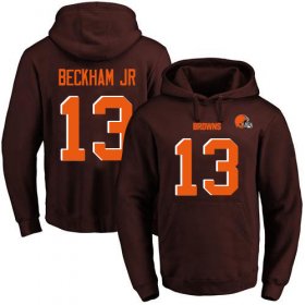 Wholesale Cheap Nike Browns #13 Odell Beckham Jr Brown Name & Number Pullover NFL Hoodie