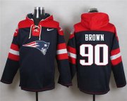Wholesale Cheap Nike Patriots #90 Malcom Brown Navy Blue Player Pullover NFL Hoodie