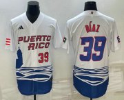 Cheap Men's Puerto Rico Baseball #39 Edwin Diaz Number 2023 White World Baseball Classic Stitched Jerseys