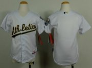 Wholesale Cheap Athletics Blank White Cool Base Stitched Youth MLB Jersey