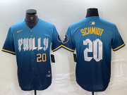 Cheap Mens Philadelphia Phillies #20 Mike Schmidt Blue 2024 City Cool Base Jersey