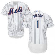 Wholesale Cheap Mets #1 Mookie Wilson White(Blue Strip) Flexbase Authentic Collection Stitched MLB Jersey