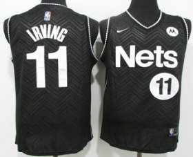 Wholesale Cheap Men\'s Brooklyn Nets #11 Kyrie Irving Black Nike Swingman 2021 Earned Edition Stitched Jersey With Sponsor Logo